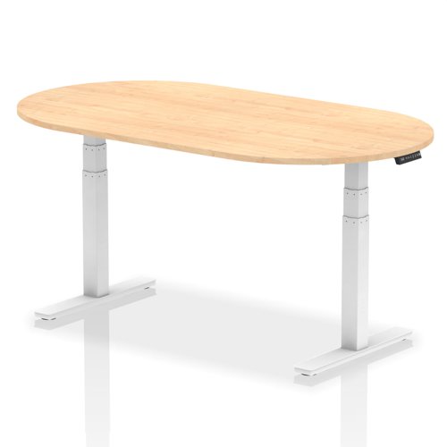 44309DY - Dynamic Impulse W1800 x D1000 x H660-1310mm Height Adjustable Boardroom Table Maple Finish White Frame - I003556