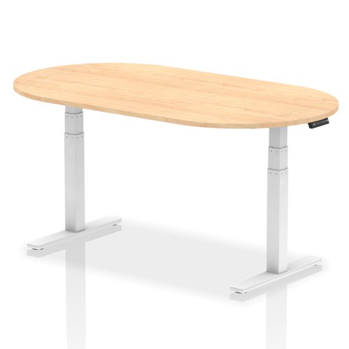 Impulse 1800mm Boardroom Table Maple Top White Height Adjustable Leg