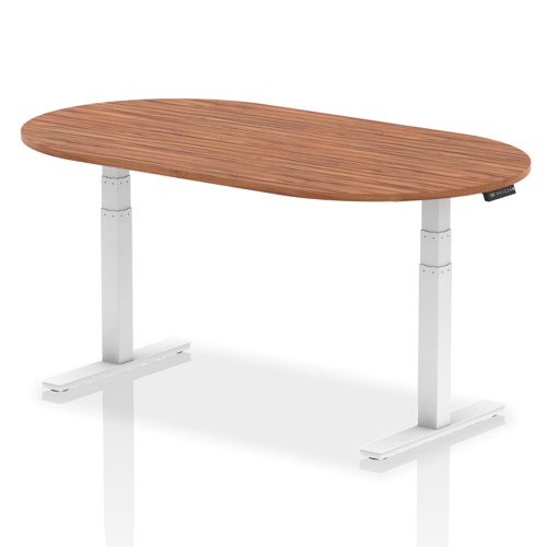 Dynamic Impulse W1800 x D1000 x H660-1310mm Height Adjustable Boardroom Table Walnut Finish White Frame - I003558