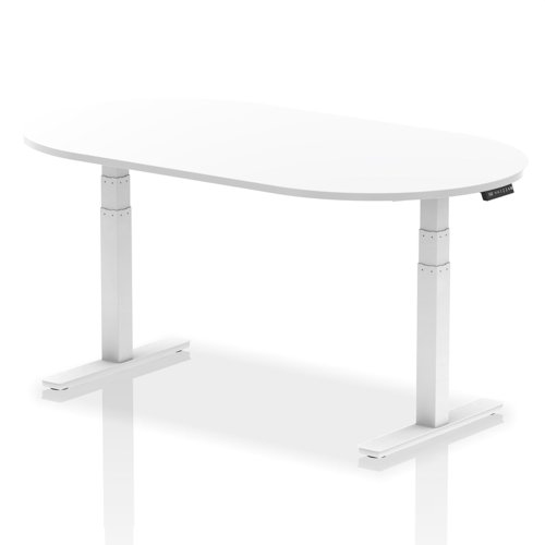 Impulse 1800mm Boardroom Table White Top White Height Adjustable Leg