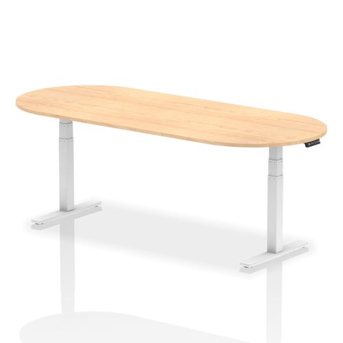 Dynamic Impulse W2400 x D1000 x H660-1310mm Height Adjustable Boardroom Table Maple Finish White Frame - I003561