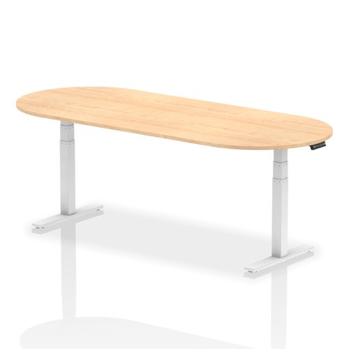 Impulse 2400mm Boardroom Table Maple Top White Height Adjustable Leg