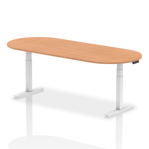 Impulse 2400mm Boardroom Table Oak Top White Height Adjustable Leg