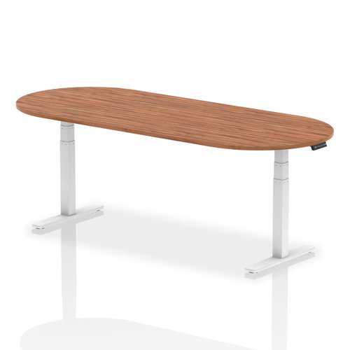 44407DY - Dynamic Impulse W2400 x D1000 x H660-1310mm Height Adjustable Boardroom Table Walnut Finish White Frame - I003563