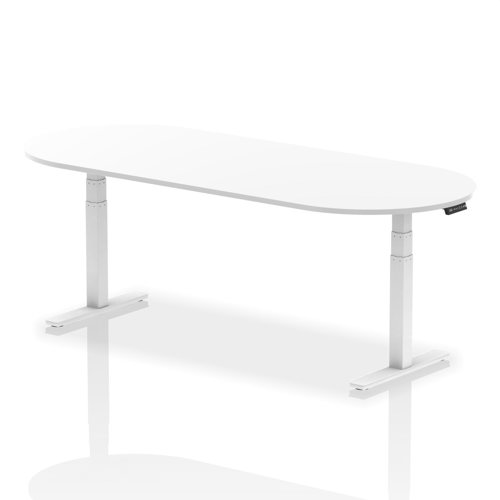 Impulse 2400mm Boardroom Table White Top White Height Adjustable Leg