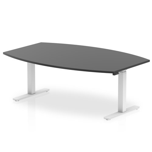 Dynamic High Gloss 1800mm Writable Boardroom Table Black Top White Height Adjustable Leg I003565