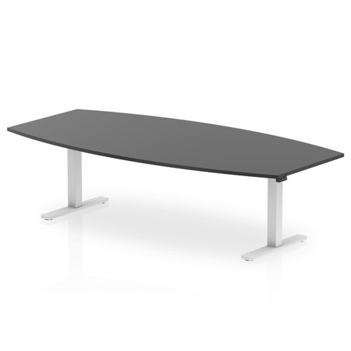 Dynamic High Gloss 2400mm Writable Boardroom Table Black Top White Height Adjustable Leg I003566 Dynamic