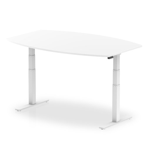 I003567 High Gloss 1800mm Writable Boardroom Table White Top White Height Adjustable Leg