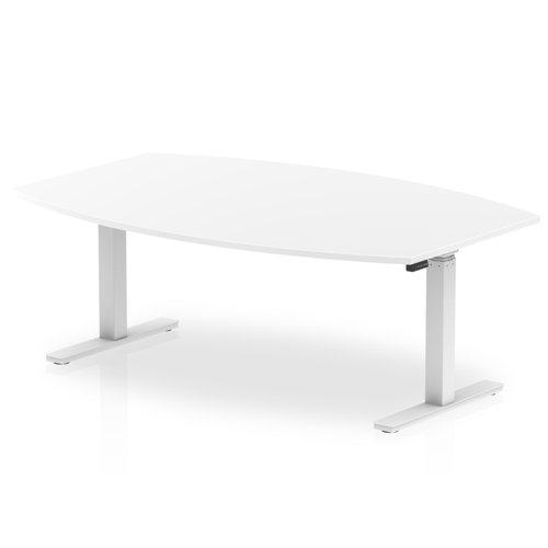 High Gloss 1800mm Writable Boardroom Table White Top White Height Adjustable Leg