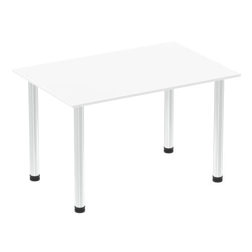 83056DY - Impulse 1200mm Straight Table White Top Chrome Post Leg I003584