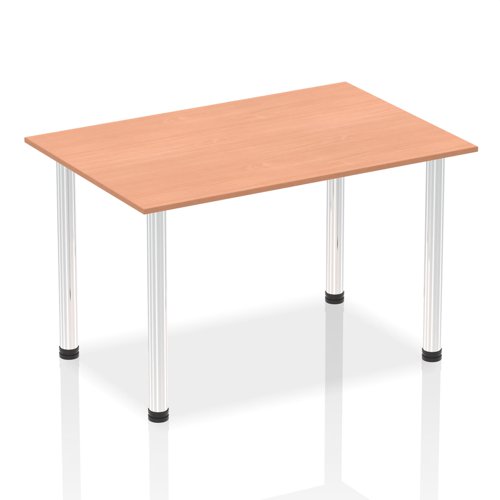 Impulse 1400mm Straight Table Beech Top Chrome Post Leg