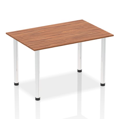 Impulse 1400mm Straight Table Walnut Top Chrome Post Leg