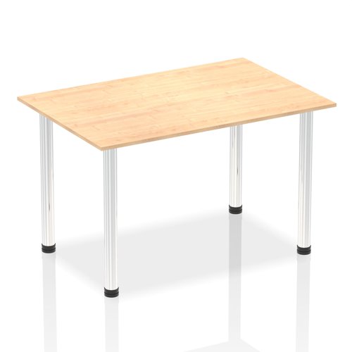 Impulse 1400mm Straight Table Maple Top Chrome Post Leg
