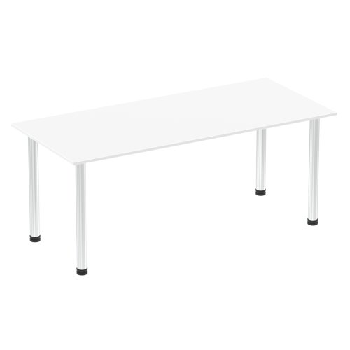 83322DY - Impulse 1800mm Straight Table White Top Chrome Post Leg I003599