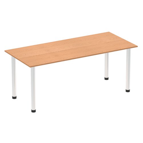 83294DY - Impulse 1800mm Straight Table Oak Top Chrome Post Leg I003600