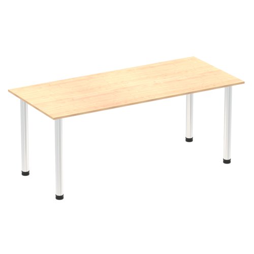 Impulse 1800mm Straight Table Maple Top Chrome Post Leg