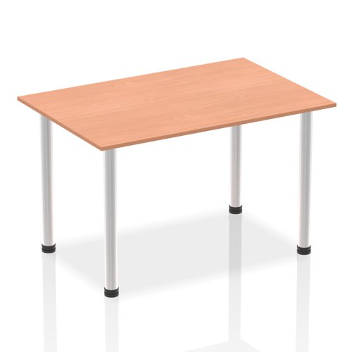 83070DY - Impulse 1400mm Straight Table Beech Top Brushed Aluminium Post Leg I003636