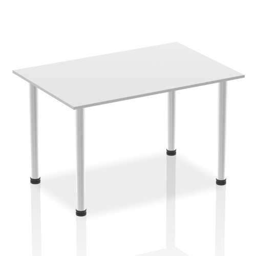 83126DY - Impulse 1400mm Straight Table White Top Brushed Aluminium Post Leg I003640