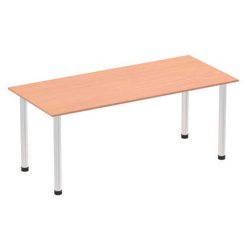 83231DY - Impulse 1800mm Straight Table Beech Top Brushed Aluminium Post Leg I003646