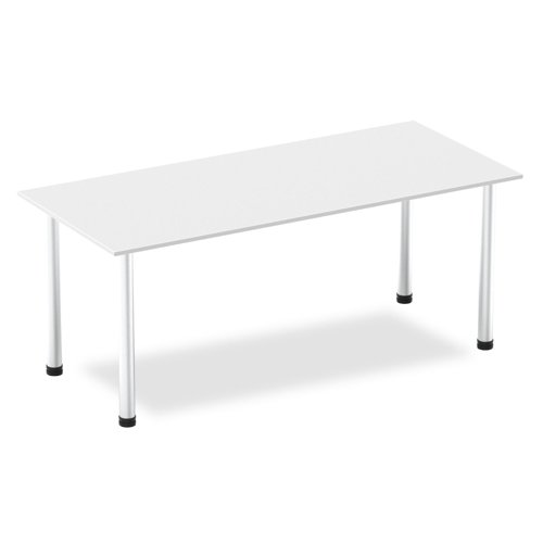 83315DY - Impulse 1800mm Straight Table White Top Brushed Aluminium Post Leg I003647