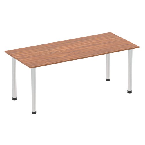 Impulse 1800mm Straight Table Walnut Top Brushed Aluminium Post Leg