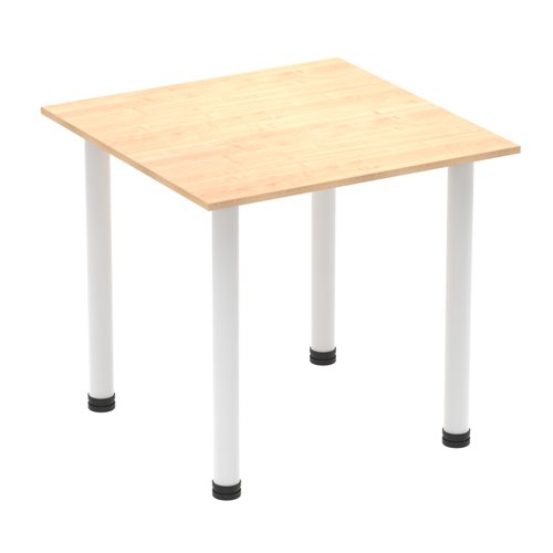 Impulse 800mm Square Table Maple Top White Post Leg