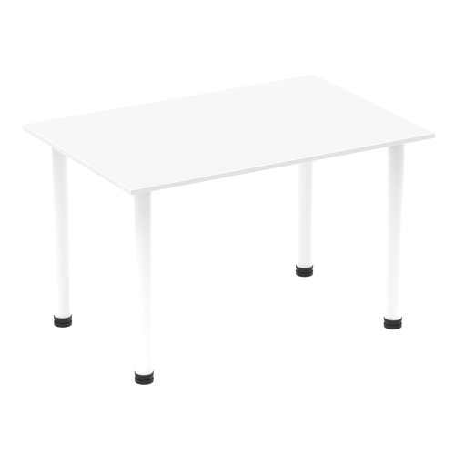Impulse 1200mm Straight Table White Top White Post Leg
