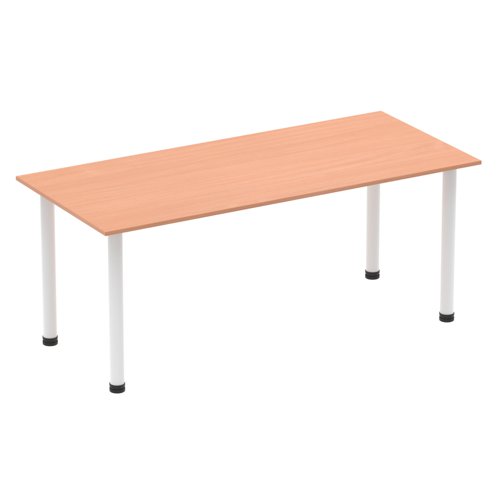 83252DY - Impulse 1800mm Straight Table Beech Top White Post Leg I003694