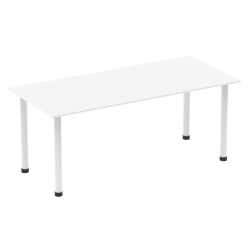 Impulse 1800mm Straight Table White Top White Post Leg