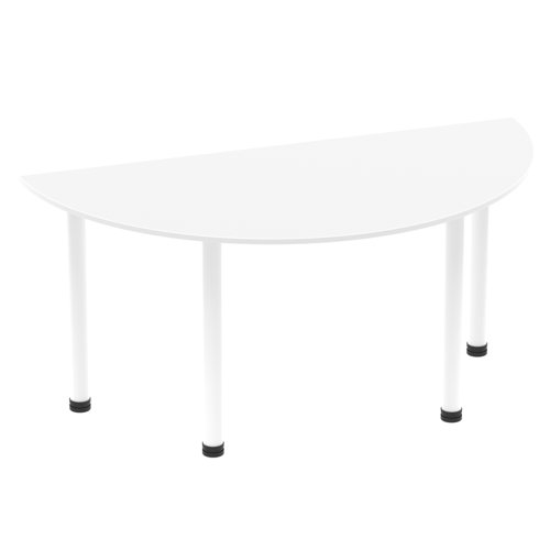 Impulse 1600mm Semi-Circle Table White Top White Post Leg