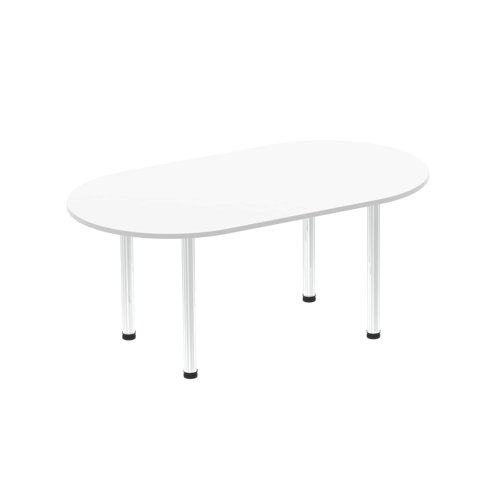 I003719 Impulse 1800mm Boardroom Table White Top Chrome Post Leg