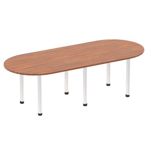 I003724 Impulse 2400mm Boardroom Table Walnut Top Chrome Post Leg