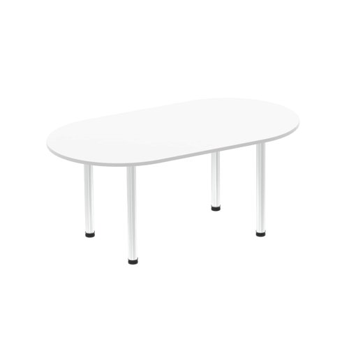 44204DY - Dynamic Impulse W1800 x D1000 x H740mm Boardroom Table Post Leg White Finish Brushed Aluminium Frame - I003731