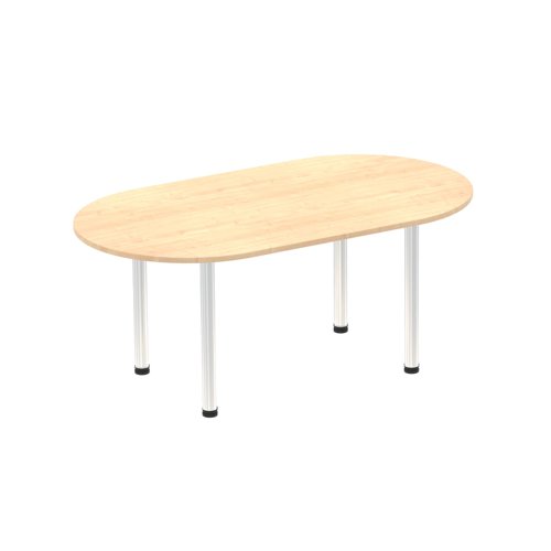 Impulse 1800mm Boardroom Table Maple Top Brushed Aluminium Post Leg