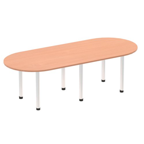 Impulse 2400mm Boardroom Table Beech Top Brushed Aluminium Post Leg I003735