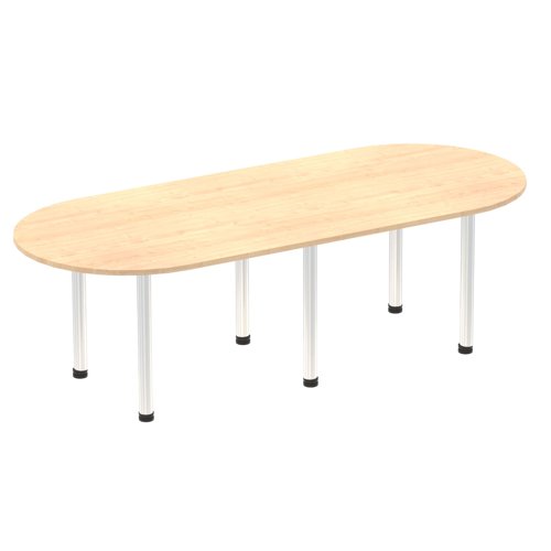 Dynamic Impulse W2400 x D1000 x H740mm Boardroom Table Post Leg Maple Finish Brushed Aluminium Frame - I003738