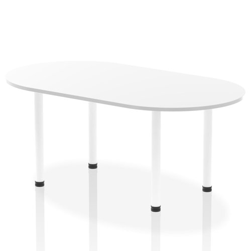 Impulse 1800mm Boardroom Table White Top White Post Leg