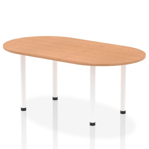 Impulse 1800mm Boardroom Table Oak Top White Post Leg