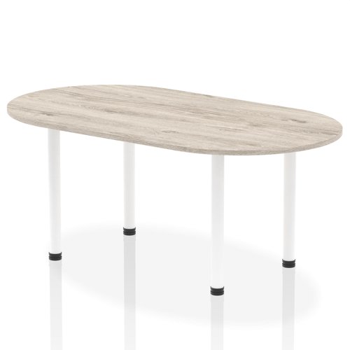 Dynamic Impulse W1800 x D1000 x H740mm Boardroom Table Post Leg Grey Oak Finish White Frame - I003746