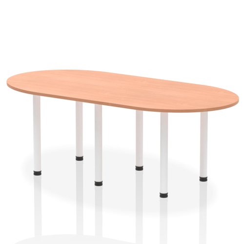 Impulse 2400mm Boardroom Table Beech Top White Post Leg
