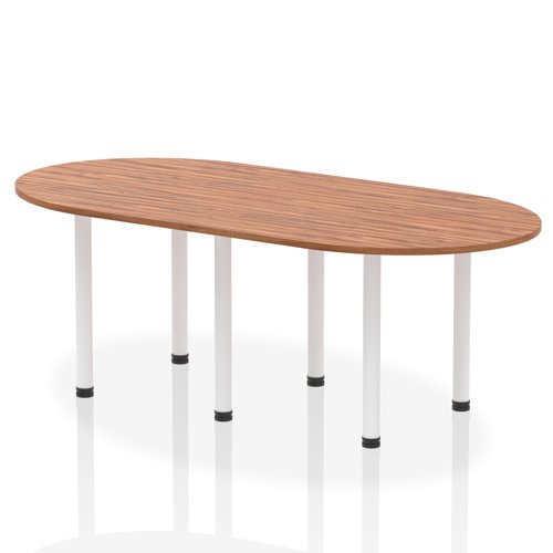 Impulse 2400mm Boardroom Table Walnut Top White Post Leg