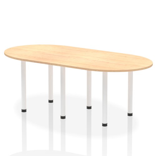 Dynamic Impulse W2400 x D1000 x H740mm Boardroom Table Post Leg Maple Finish White Frame - I003750 Dynamic
