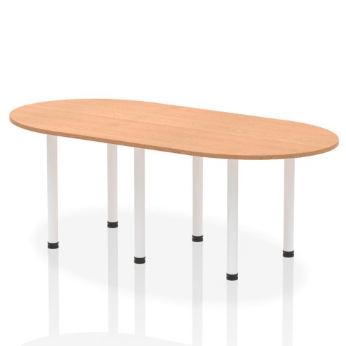 Dynamic Impulse W2400 x D1000 x H740mm Boardroom Table Post Leg Oak Finish White Frame - I003751 Dynamic