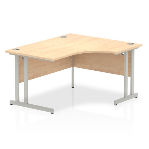 Impulse 1400mm Right Crescent Office Desk Maple Top Silver Cantilever Leg