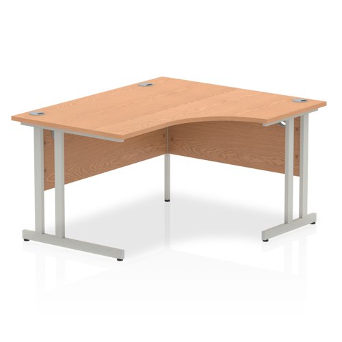 Impulse 1400mm Right Crescent Office Desk Oak Top Silver Cantilever Leg