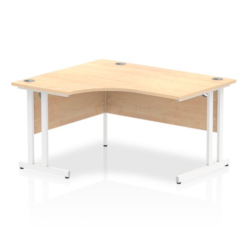 Impulse 1400mm Left Crescent Office Desk Maple Top White Cantilever Leg