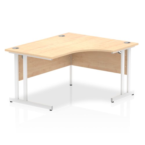 Impulse 1400mm Right Crescent Office Desk Maple Top White Cantilever Leg