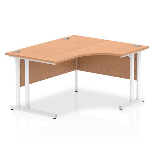Impulse 1400mm Right Crescent Office Desk Oak Top White Cantilever Leg