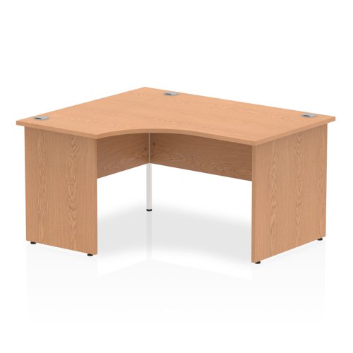 Impulse 1400mm Left Crescent Office Desk Oak Top Panel End Leg