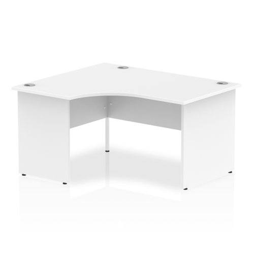 Impulse 1400mm Left Crescent Desk White Top Panel End Leg
